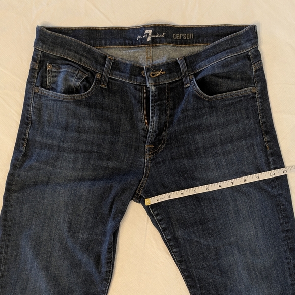 7 For All Mankind Dark Blue Straight Leg Jeans, 33 x 32 - Picture 9 of 12